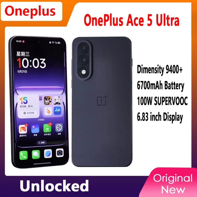 Versión china desbloqueada OnePlus Ace 5 Ultra 6,83 pulgadas AMOLED MTK Dimensity9400 + 50MP 6700Mah 100W SuperVOOC NFC OTA Ace5 Ultra