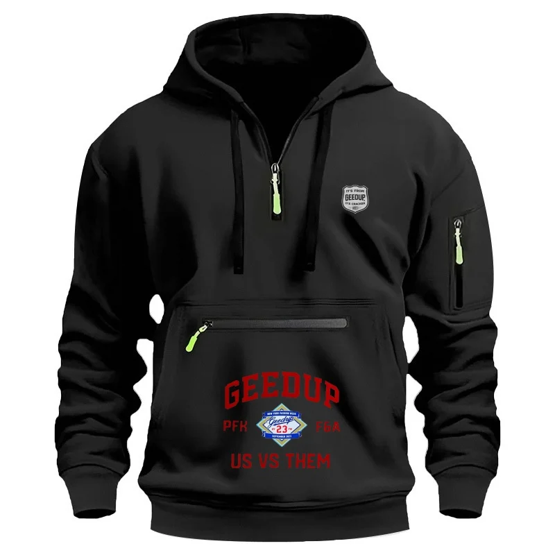 Sudadera con capucha informal para hombre, sudadera deportiva holgada de manga larga de talla grande con cremallera y múltiples bolsillos, color sólido, nueva moda, otoño e invierno