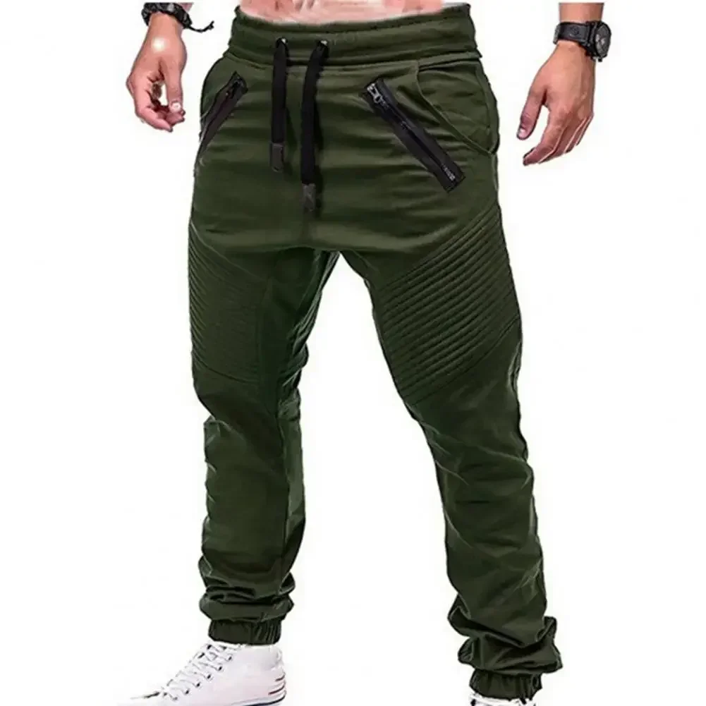 Calça de corrida com cordão masculina com bolso ajustável, roupa listrada justa, moda casual, primavera e outono, nova