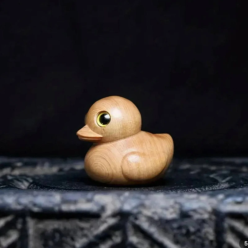 Funny Middle Finger Duck Handmade Wooden Statue Mini Duck Figurines Garden Decoration For Home Office Desktop Little Yellow Duck