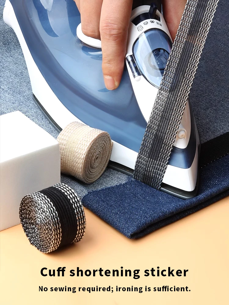 2-10M Pantaloni autoadesivi Orlo Nastro per pasta Bordo del pantalone Pasta Ferro-on Pantalone accorciare Riparazione Jean Nastro per orlo per tessuto da cucito fai da te