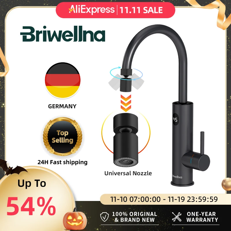 Briwellna мгновенный нагревательный кран для горячей воды 220 В электрический кран с универсальным адаптером насадка нагревательный кран из нержавеющей стали