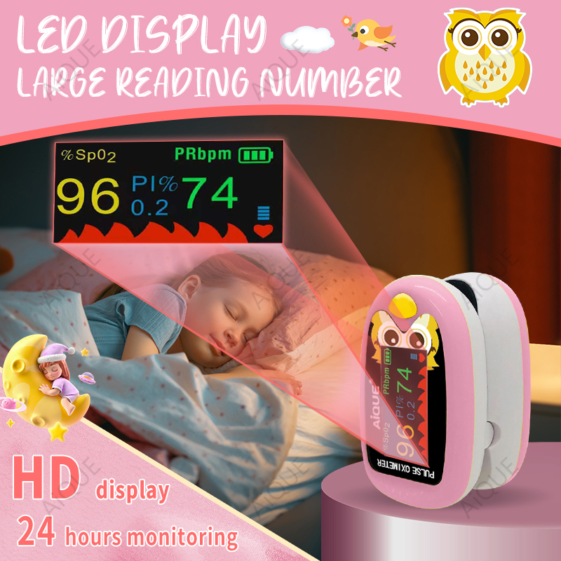 AiQUE Cartoon Finger Pulsoximeter Eule Wiederaufladbare Säuglings Blut Sauerstoff Sättigung Meter Erwachsene Kind Kinder Oximetro SPO2 TFT