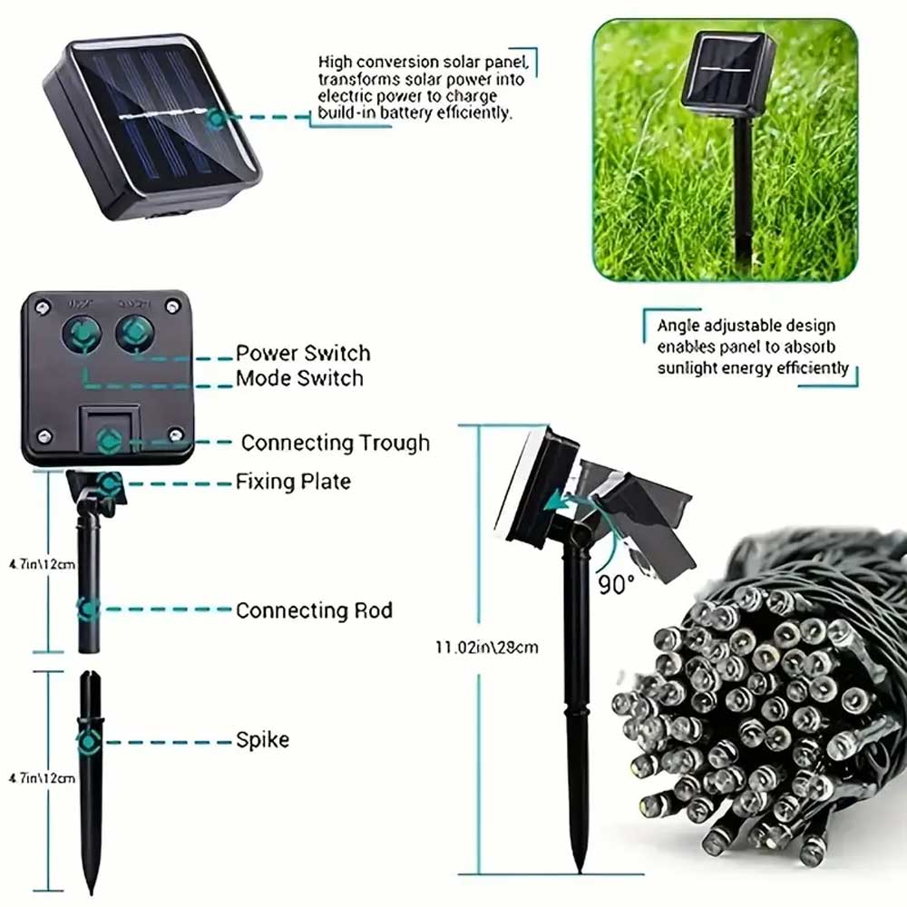 1 Stück 30/50/100/200led Solar Outdoor wasserdichte Stern lichterkette