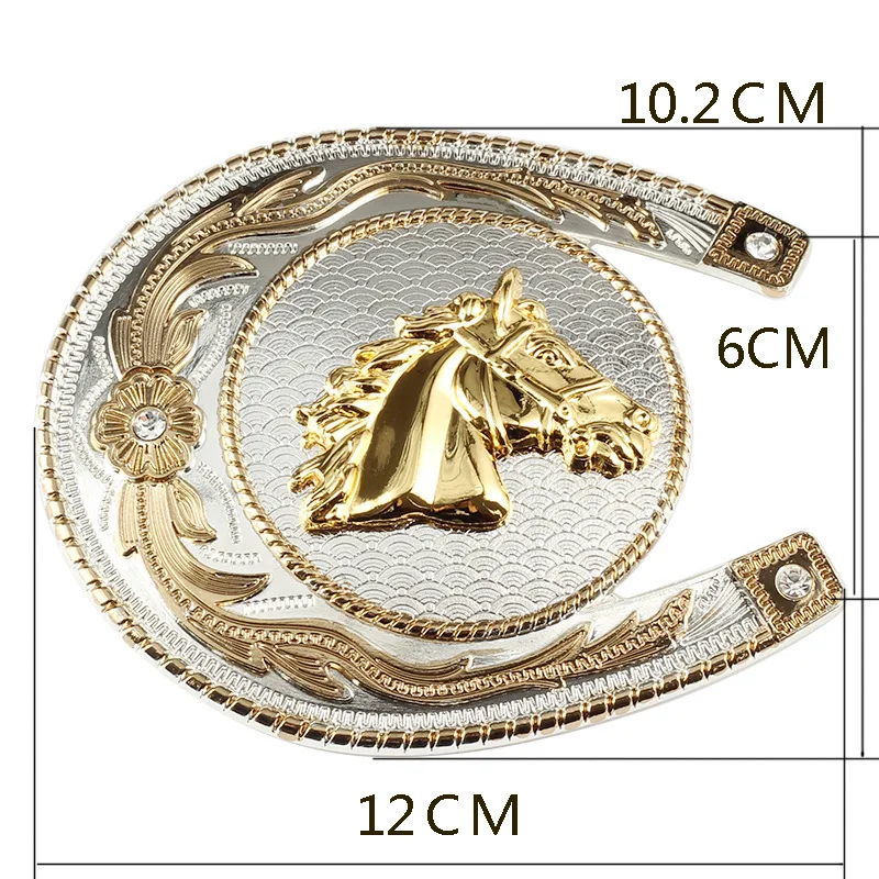 Goldene Pferdekopf-Gürtelschnalle für Reitsportler, Bekleidungszubehör