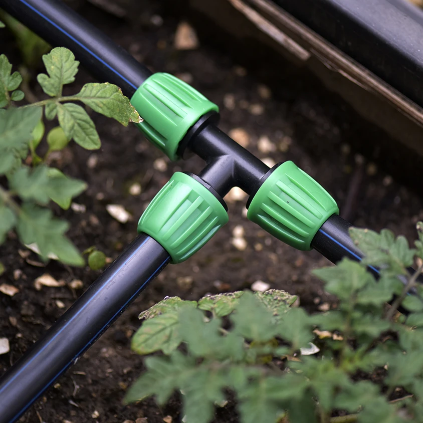 5Pcs 16mm 1/2'' PE Pipe Connector Splitter Tee Coupling Threaded Lock to 4/7mm Hose Garden Watering Drip Irrigation