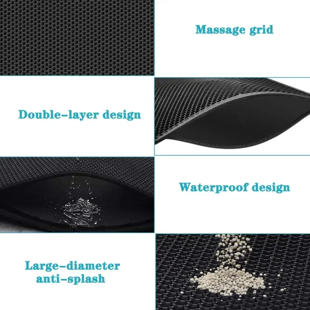90X60 ซม.แมวกันน้ํา Double Layer Pet Litter Box Mat ห้องน้ําสัตว์เลี้ยงแมว Mat Nonslip ทรายแมวล้างทําความสะอาดได้สัตว์เลี้ยงทําความสะอาด