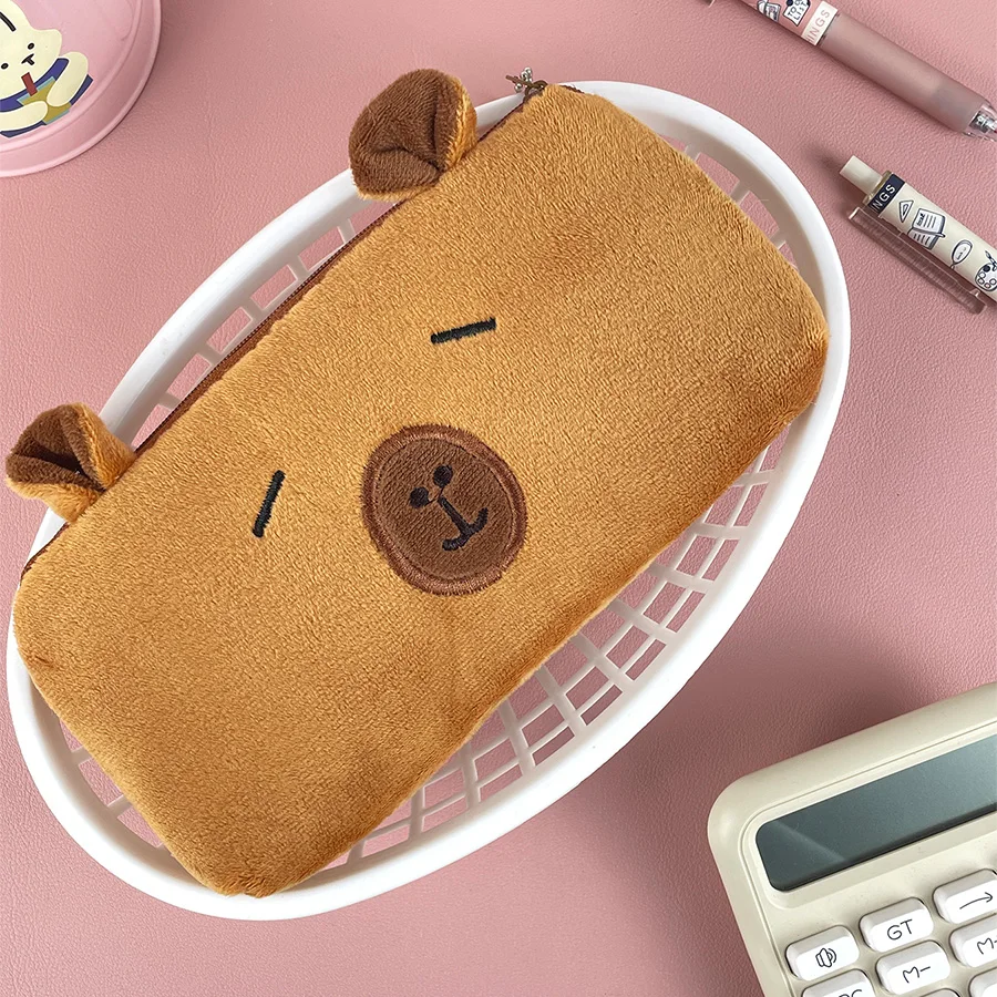 Cute Capibala Plush Pencil Case, Large Capacity Pencil Case, Capybara, Office Storage Bag, Student Stationery, School Supplies