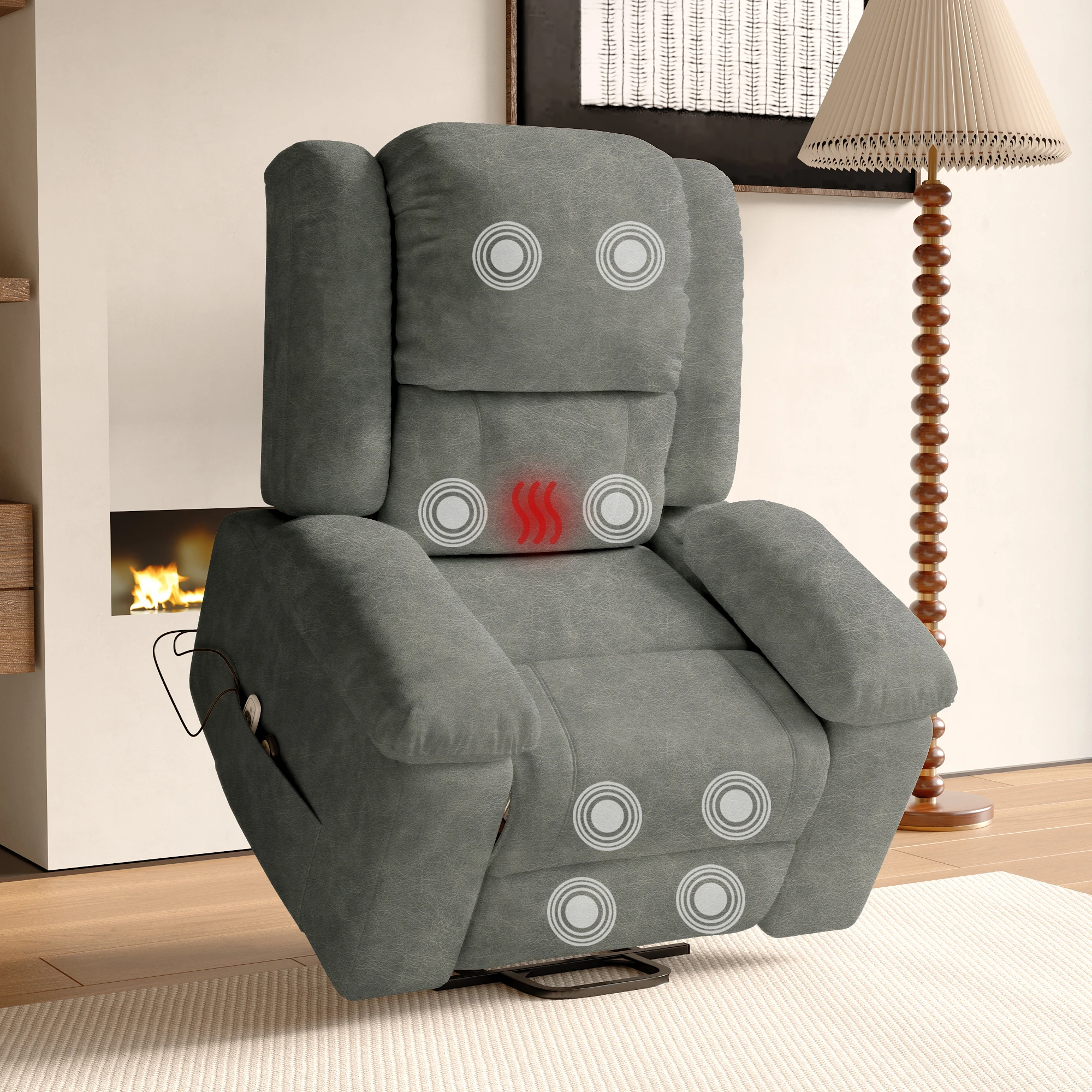 Fotele dla seniorów Lazyspace z funkcją stojenia i odchylania, regulowane elektryczne fotele masujące z funkcją masażu i ogrzewania.