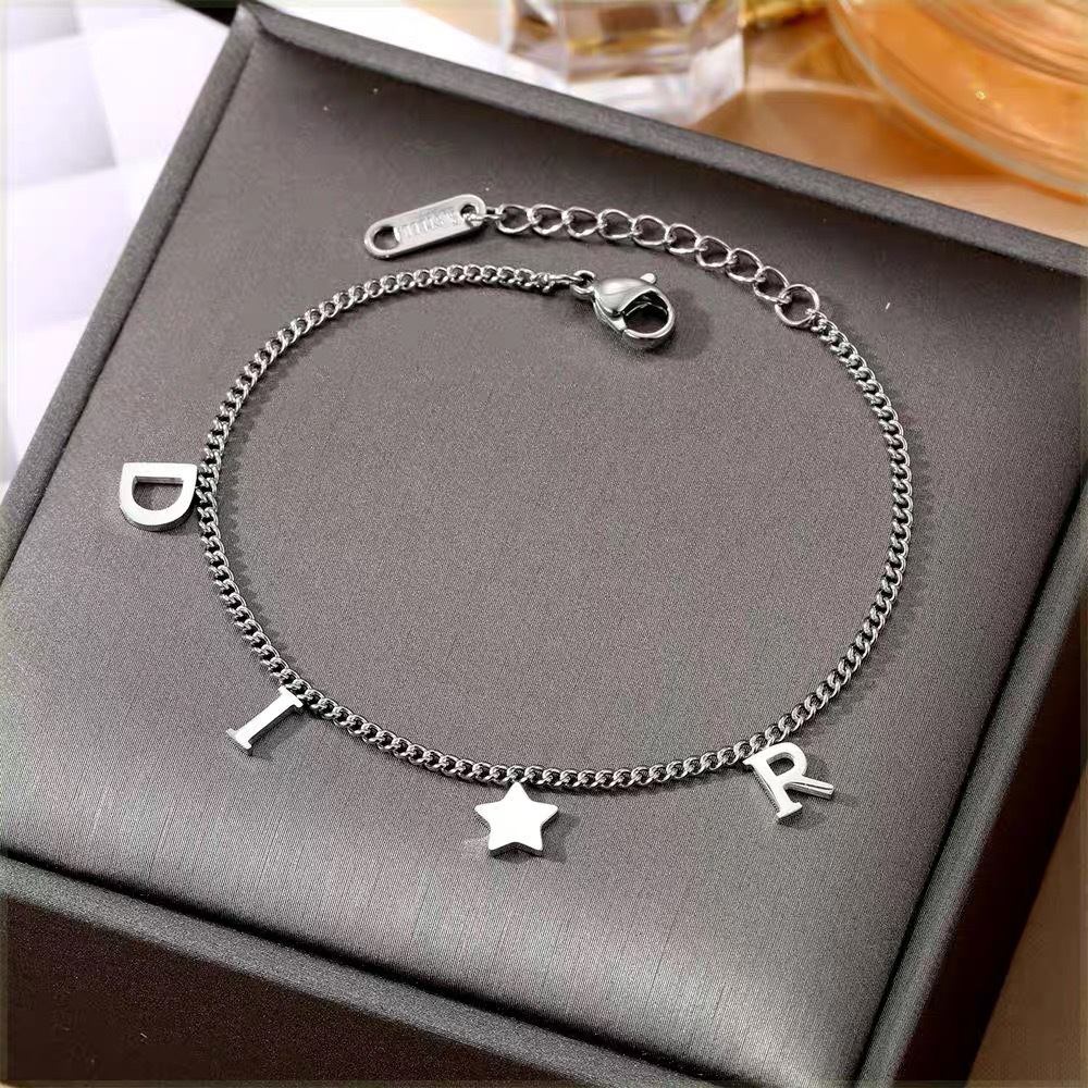 Coreia nova moda carta estrela pingente pulseira mulher simples vintage pulseira de aço inoxidável luxo jóias acessórios presentes