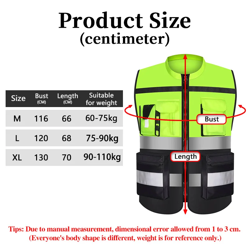 Chaleco de seguridad con logotipo personalizado para hombre, chaleco de trabajo con bolsillos y cremallera, ropa de trabajo de dos tonos para construcción, uniforme voluntario