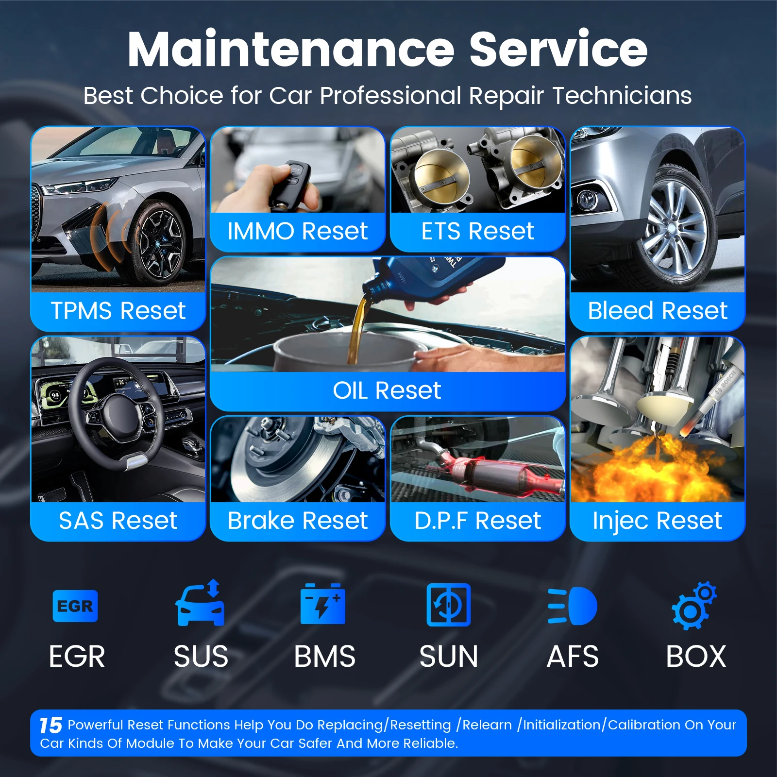 MUCAR DriverScan OBD2 Escáner Bluetooth, herramienta de escaneo bidireccional para todos los sistemas Diagnóstico de nivel OE Prueba/actuación activa con más de 15 funciones de servicio Todo el software 1 año gratis pa