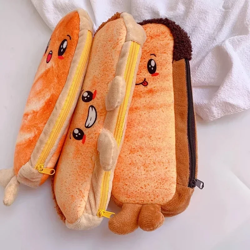 Nette Kreative Toast Hot dog Brot Bleistift Fall Große Kapazität Universal Student Bleistift Fall Beutel Schreibwaren Geschenk Liefert Neue