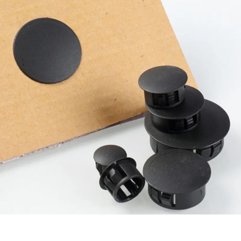 Black Plastic Hole Plug Snap-on Cover Dust Caps  Furniture Screw Hole Cover Tube Pipe Inserts Plug Bung