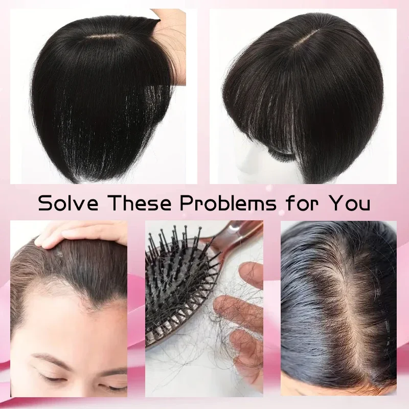 Extensions de Cheveux Naturels Lisses pour Femme, Filet, Toupet 3D Invisible, réinitialisation en une Pièce, Perte de Cheveux, 25cm, 9x14cm