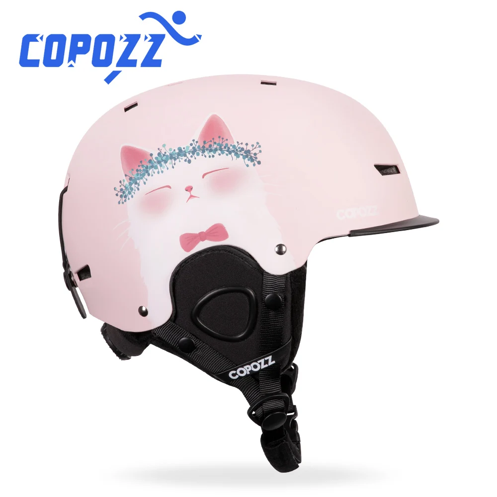 COPOZZ nowy kask narciarski kreskówki półzakryty kask ochronny odporny na uderzenia jazda na rowerze narciarstwo snowboard kask sportowy dla dorosłych i dzieci