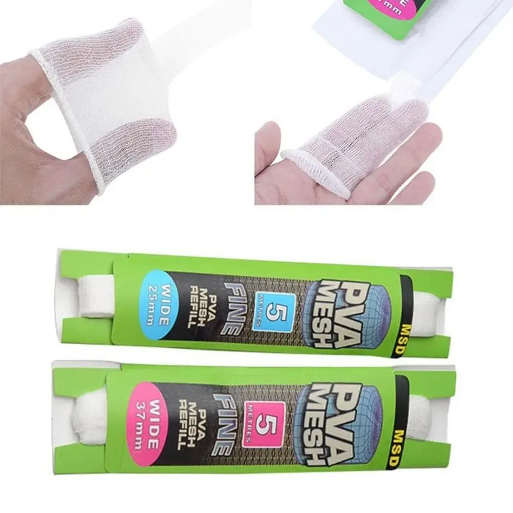 Bolsa de malla PVA Soluble, 5M, recarga de alimentador de carpa, Señuelos de Pesca, aparejo de repuesto, gancho, bolsas para envolver cebo, 25mm, 37mm, accesorios de pesca