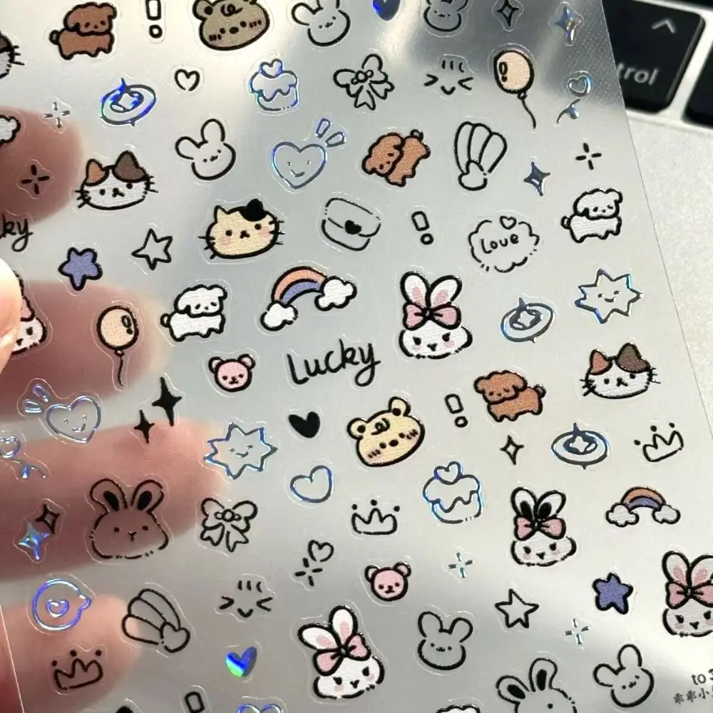 3D Cute Cartoon Little Rabbit Sticker Soft Embossed Decoration Stickers Self Adhesive Cup Pen Holder Stickers Album Diary Decals