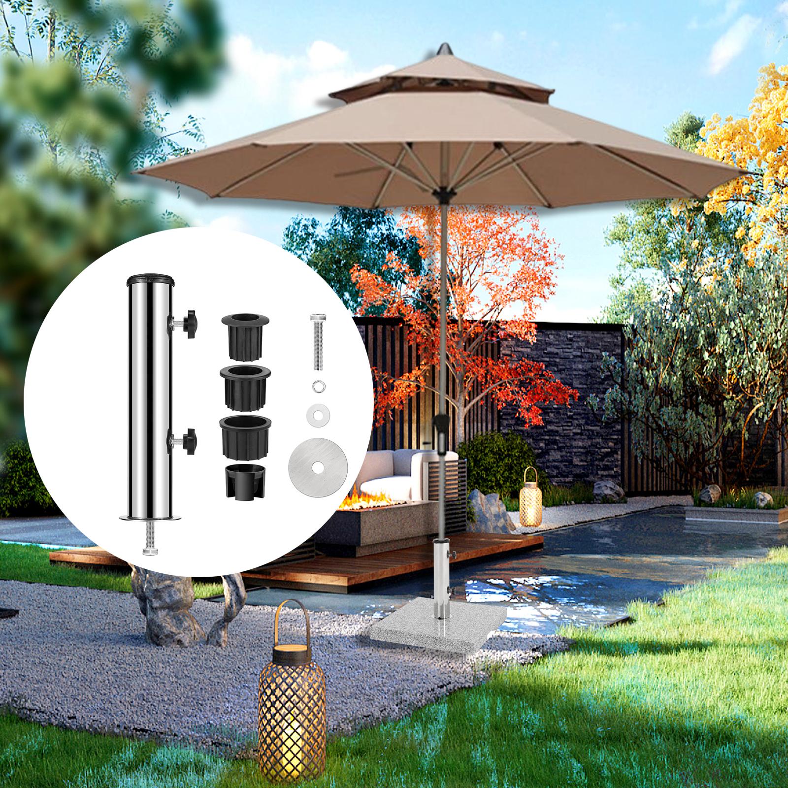 Umbrella Base Stand Tube Replacement Parasol Steel Heavy Duty Stands Bases Deck for Lawn Summer Beach Backyard Balcony Pontoons