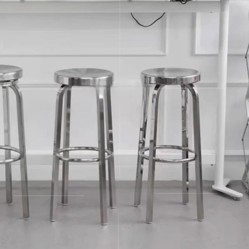 Taburete de Bar moderno de acero inoxidable 304, silla para mostrador de cafetería, taburete Industrial para desayuno, taburete Retro para Pub, taburete de Bar de alta calidad