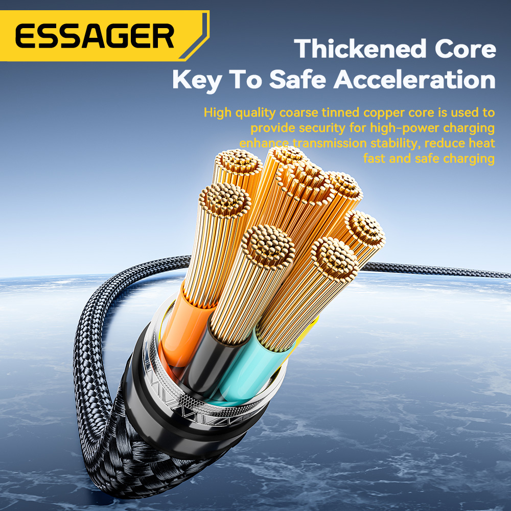 Essager-Cable USB tipo C a USB C de 240W, Cable de carga rápida PD 3,1 de 100W para Macbook Pro, Xiaomi, Samsung, portátil, Cable USBC de 2M