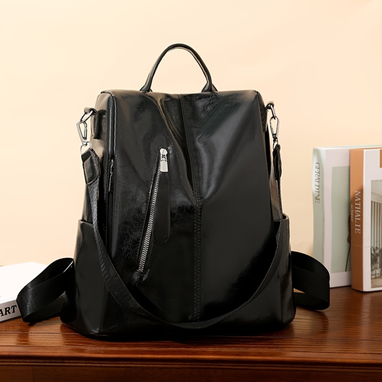 Solid Color Backpack for Women - Stylish Minimalist Rucksack for Daily Use