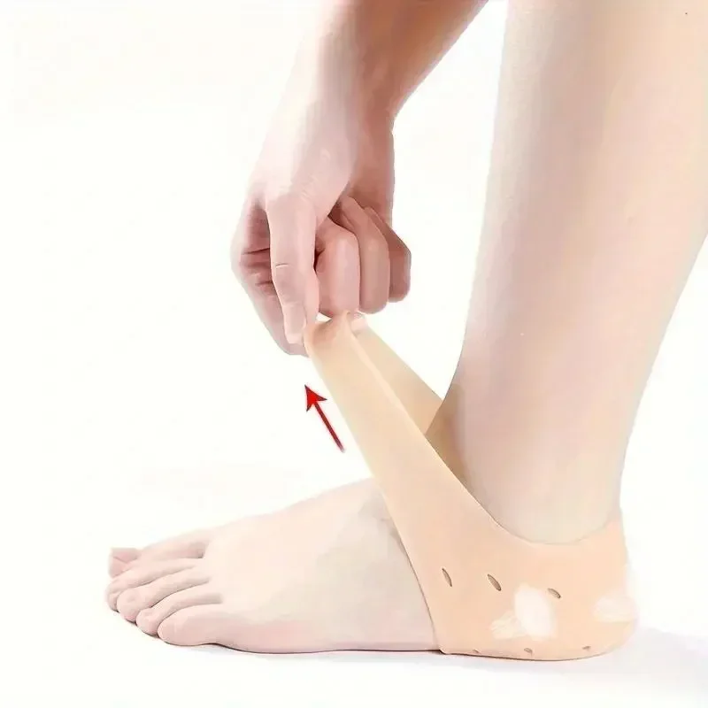 1쌍 실리콘 고무 젤 양말 갈라짐 방지 라이너 힐 양말 탄력 있는 실리콘 보습 발 피부 관리 힐 발 보호