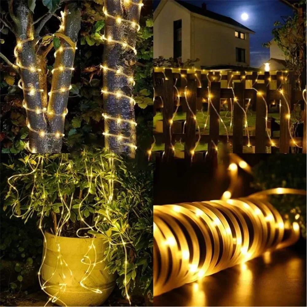 1pc7/12m Solar Powered LED Tube Light Waterproof Light for Garden Patio Wedding Party Outdoor Tree Stair Railing Guardrail Decor