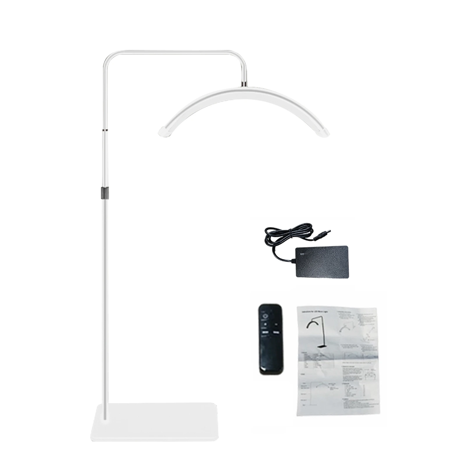 Luce di riempimento a forma di mezzaluna a LED da pavimento con supporto luminoso in metallo leggero regolabile adatto per salone di bellezza per trucco in streaming live
