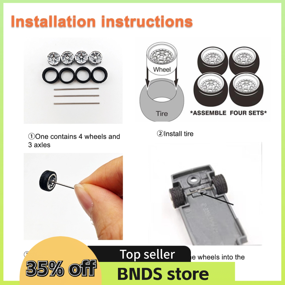 Kicarmod 1/64 modelo de coche ABS ruedas con neumático de goma disco de freno llantas de Metal diámetro 10mm piezas de reacondicionamiento para modelo de coche Hot Wheels