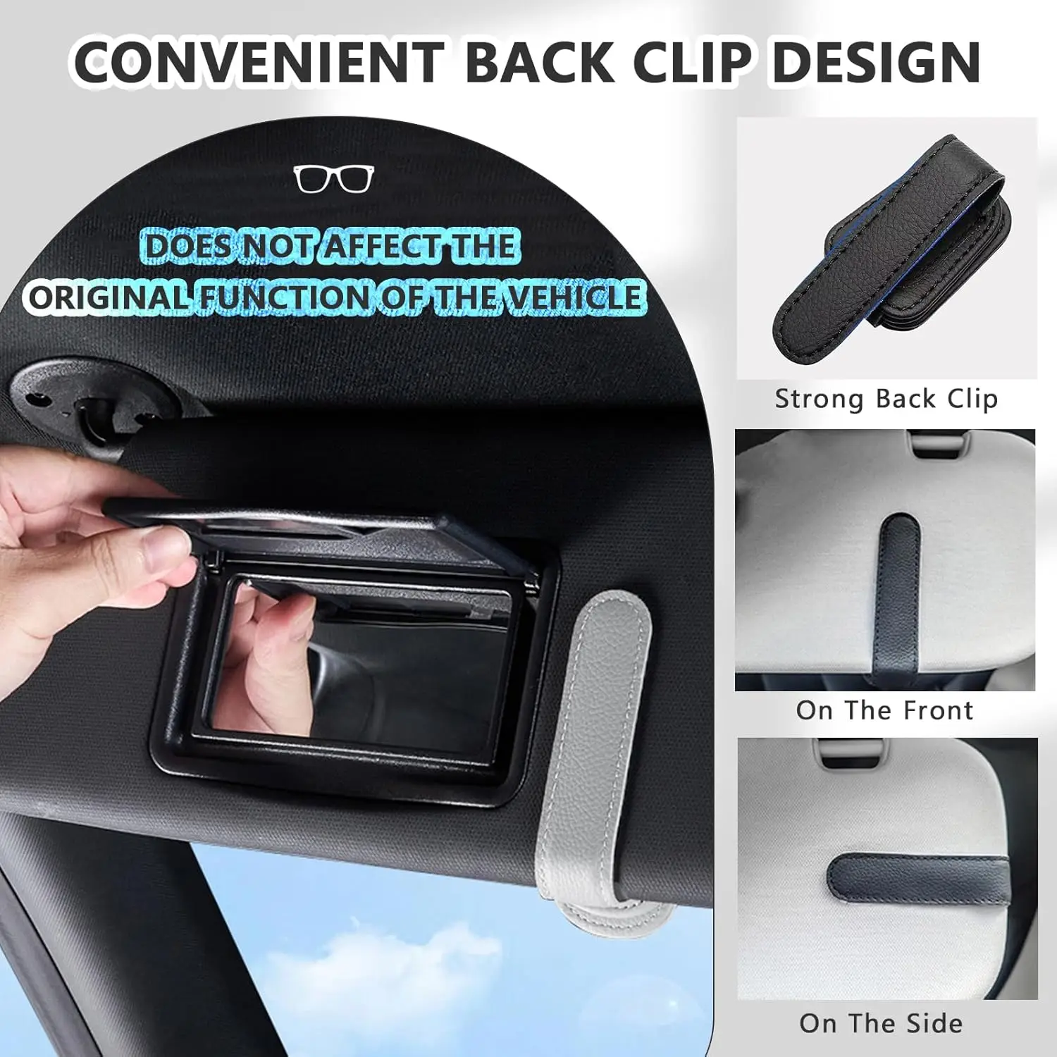 El soporte para gafas de sol es adecuado para sombrillas de coche, Clip magnético para gafas de sol de cuero y Clip para billetes, accesorios para sombrilla de coche