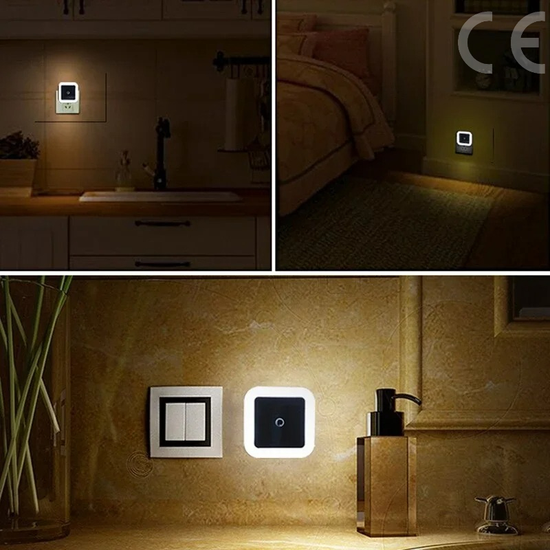 Wireless LED Night Light Mini EU Plug Light Control Sensor Children's Room Children's Bedroom Decoration Midnight Tricolor Light
