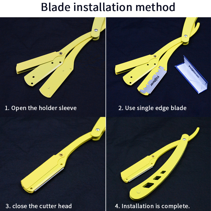 Mannen Scheren Kapper Gereedschap Haar Scheermes en Messen Antiek Zwart Opvouwbaar Scheermes Unisex Ontharing (Zonder Mes)