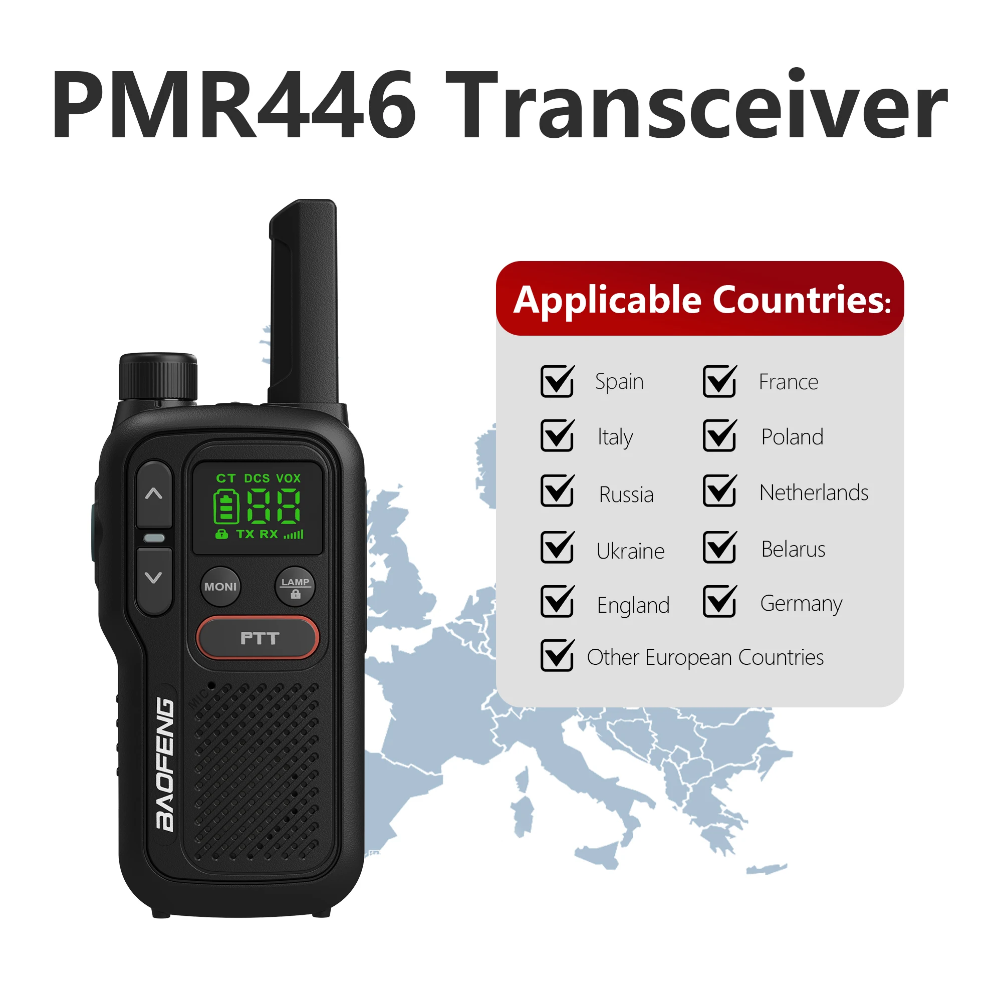BF-T18 Baofeng Walkie Talkie PMR446 446 MHz Micro Typ-C Aufladen für europäische Länder 16 Kanäle Tragbares CB-Radio mit großer Reichweite