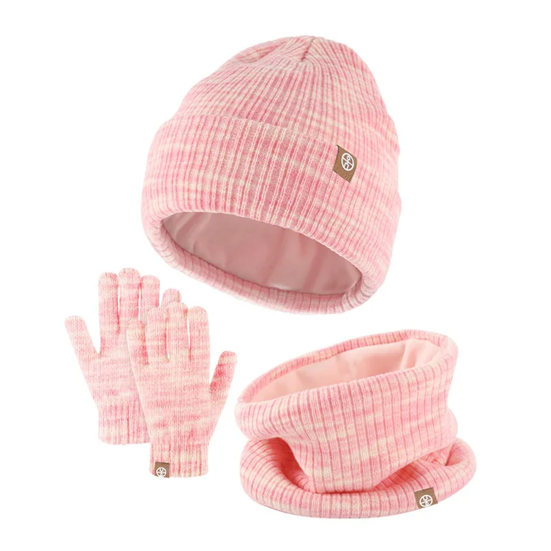 2025 Guanti lavorati a maglia per bambini caldi Cappelli Sciarpe Set da 3 pezzi Cappelli caldi invernali per esterni Set da tre pezzi Regali all'ingrosso