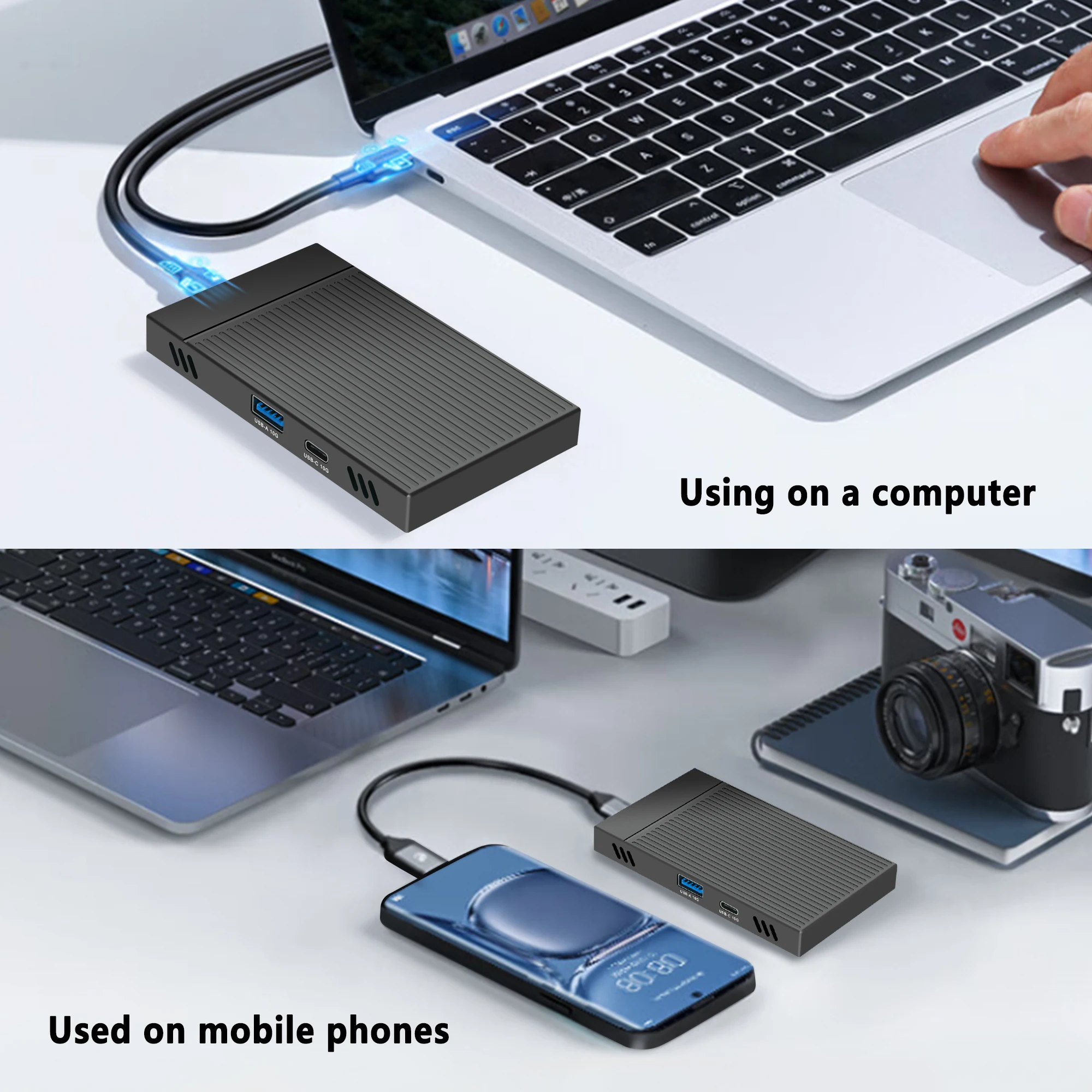 Док-станция M.2 для жёстких дисков, 10 Гбит/с ,Dual Protocol M.2 SSD Case PCIe NVME HDD Docking Station  USB3.2 GEN2 10Gbps Solid State Drive Enclosure Adapter for PC