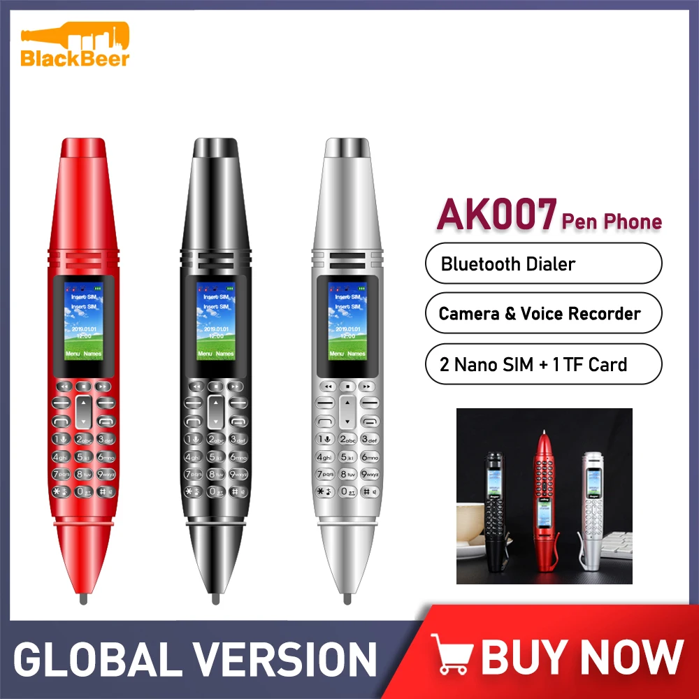 UNIWA AK007 0.96 "Bút Hình 2G ĐTDĐ Màn Hình Kép SIM Di Động GSM Điện Thoại BT V3.0 Trình Quay Số Ma Thuật tiếng Nói MP3 FM Máy Ghi Âm