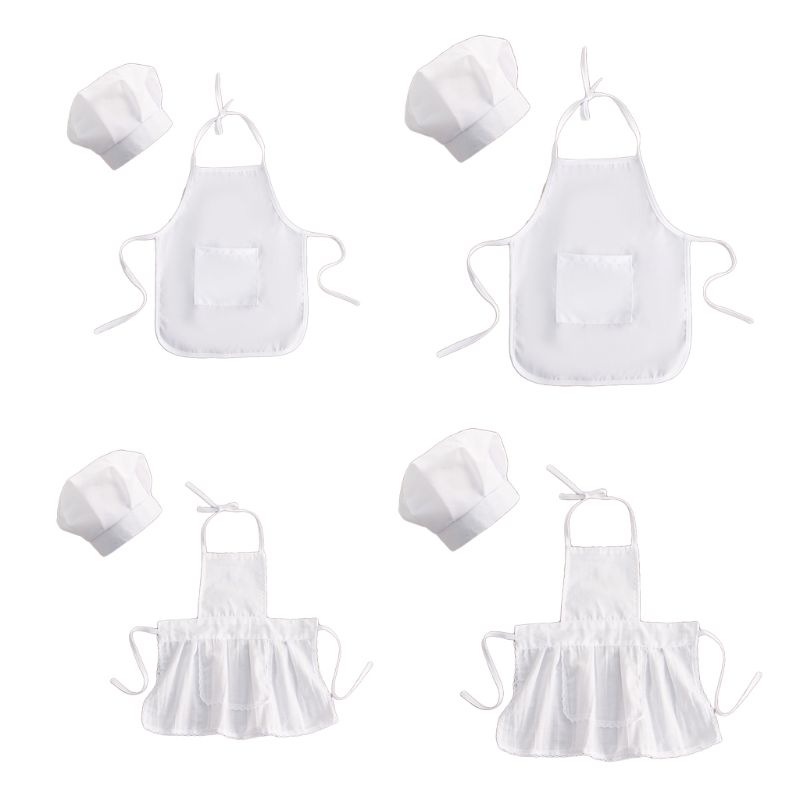 2 Pçs/set Bonito Avental e Chapéu Do Cozinheiro Chefe Do Bebê Infantil Crianças Cozinheiro Branco Fotos Traje Fotografia Prop Newborn Hat Roupas Avental