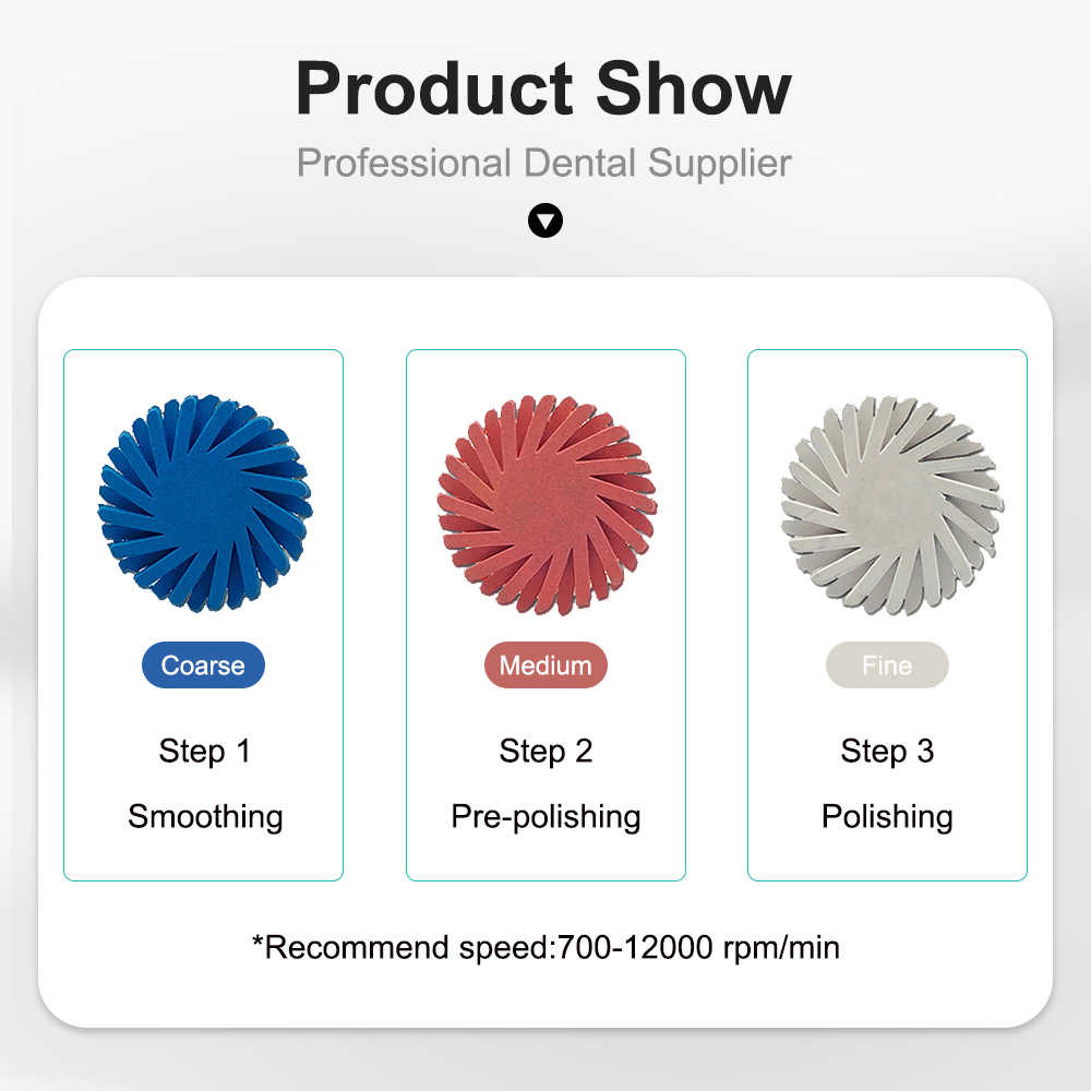 6 unids/set pulidor de goma Dental sistema de diamante de resina compuesta Kit de rueda de disco de pulido RA 14mm espiral Flex herramienta dorada y plateada