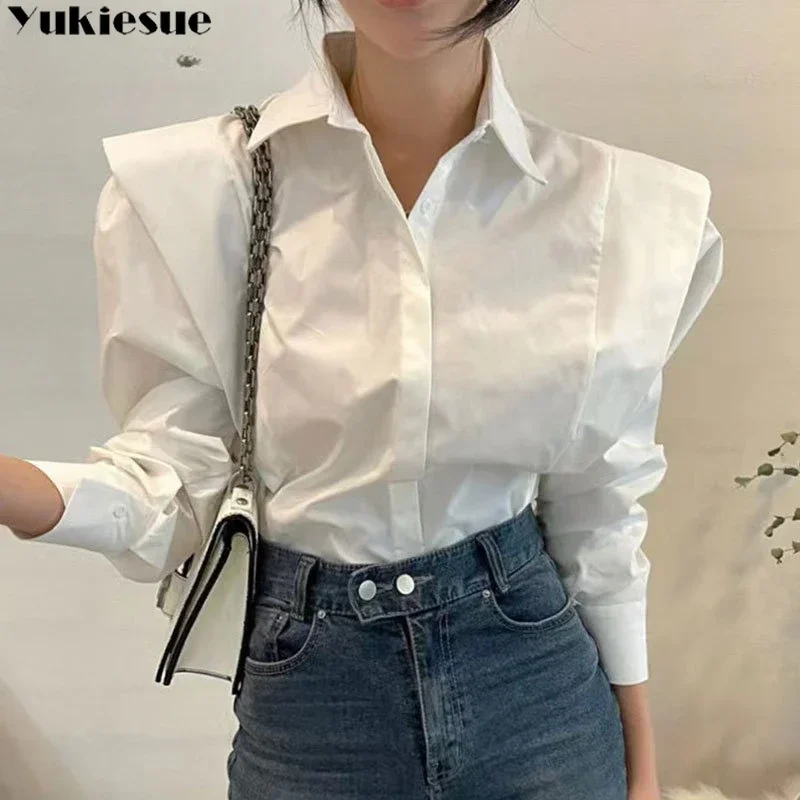 女性のシャツ秋 2023 新しいシックな長袖ルーズブラウスストリートエレガントなトップスシャツ OL オフィス女性ブラウスとトップスシャツ