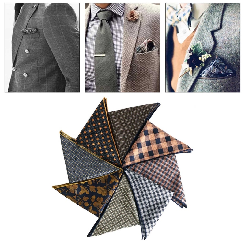 Y3ne lenço de bolso quadrado de tartán para casamento, lenço para noivos, mulheres, lenços de casamento