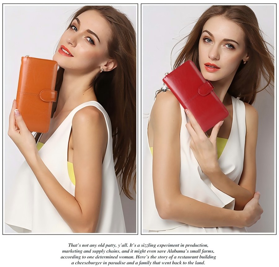 Women's Vintage Oil Wax PU Leather Clutch Wallet Female Large Capacity Phone Purse Ladies Wristband Simple Card Holder Pouch Bag