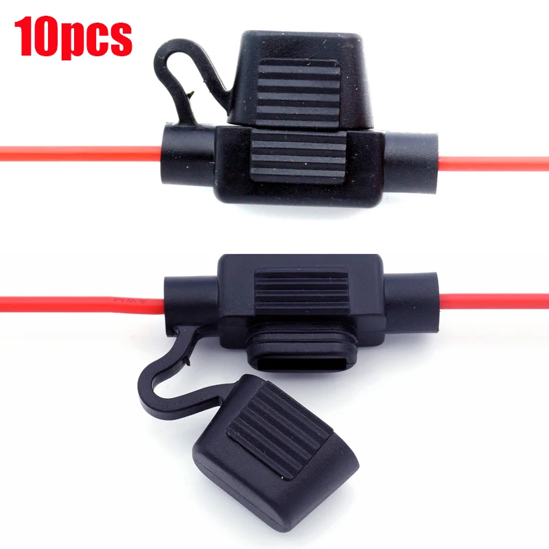 Portafusibles para coche, 10 Uds., estándar, 12V, resistente al agua, en línea, Mini adaptador de cuchilla para coche, portafusibles 30A DC, inserto para enchufe de interruptor de corte