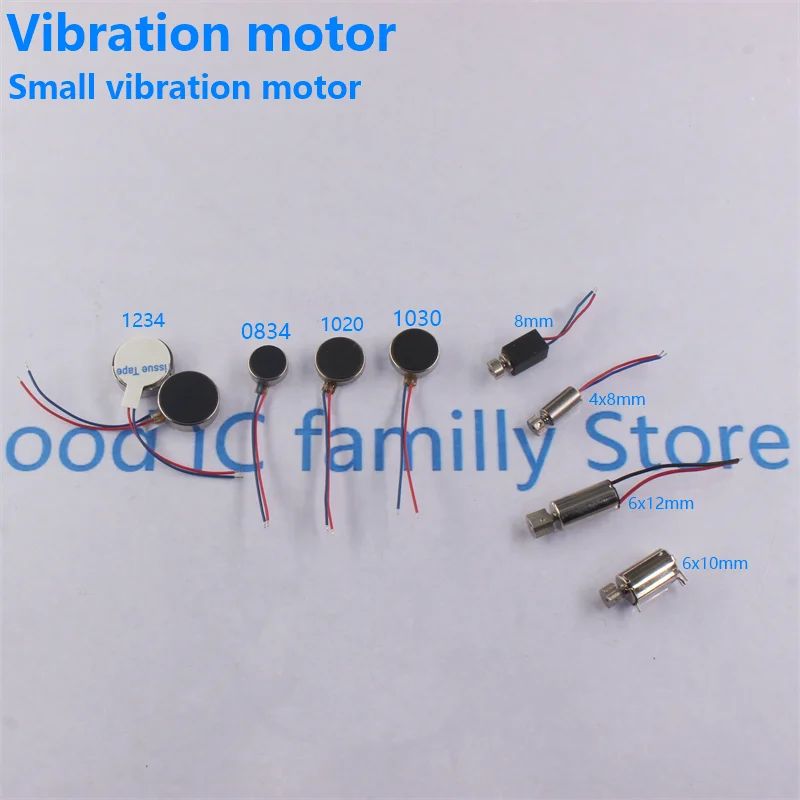 DC 3V 3.7V 8mm 10mm 0820 0827 0834 1027 1030 1234 Okrągły cienki silnik wibracyjny Przycisk Moneta Wibrator Silnik Wibrator Masażer do telefonu
