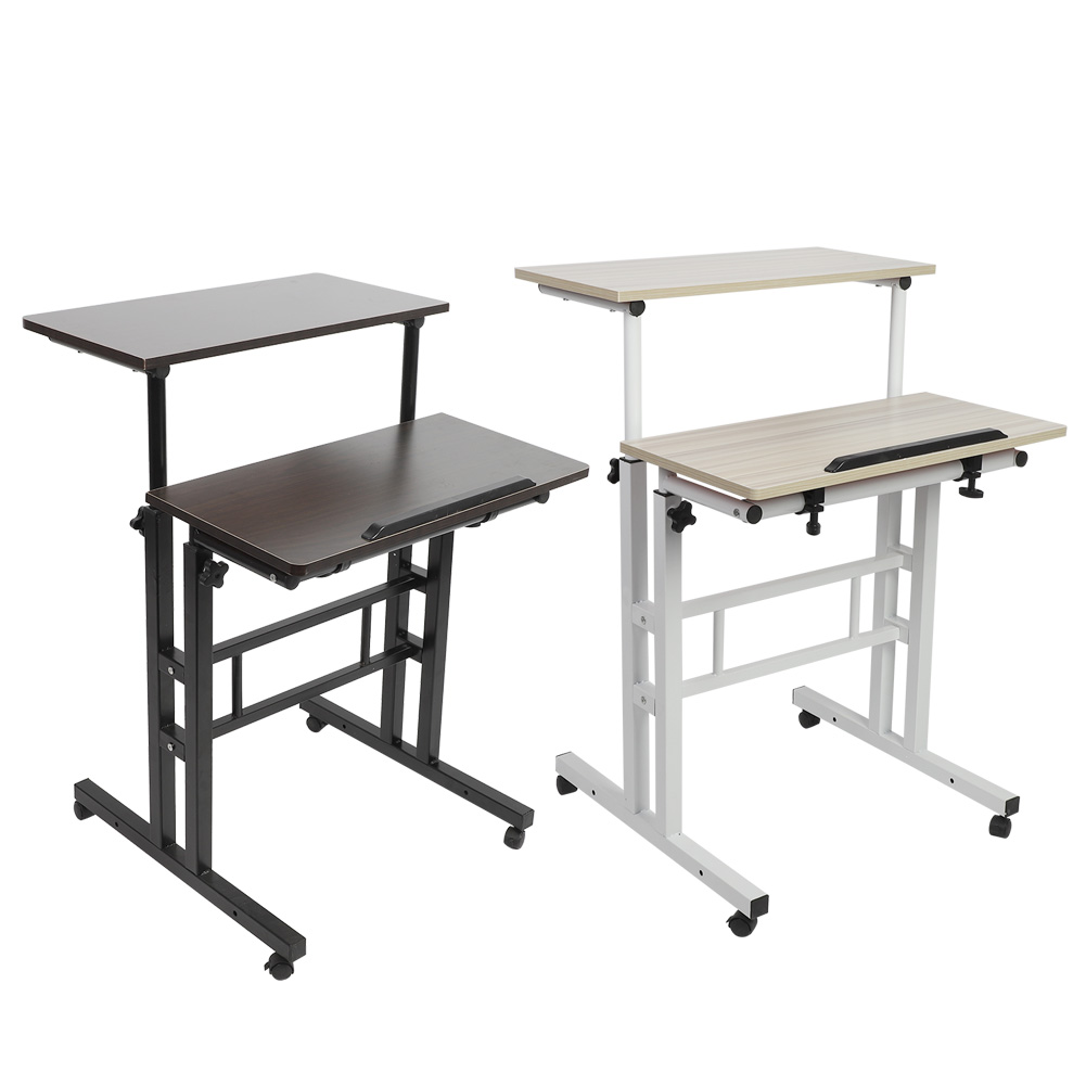 60cm Adjustable Height Stand Up Laptop Desk Computer Standing Desk with Rollers Stand Up Laptop Desk Laptop Computer Stand Desk