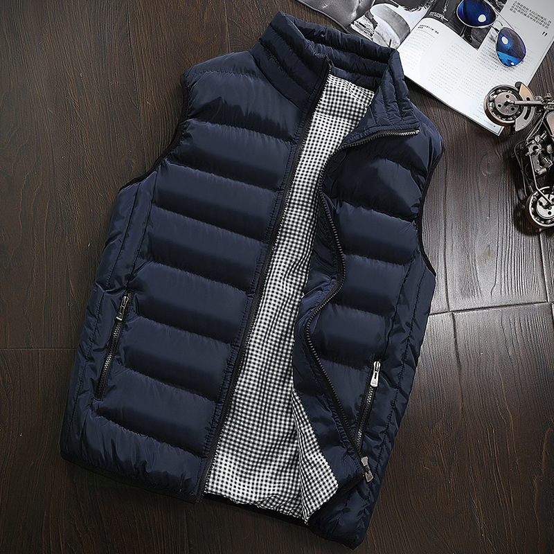 Colete de algodão grosso à prova de vento masculino, casaco casual, colete quente, jaqueta sem mangas, inverno, colete