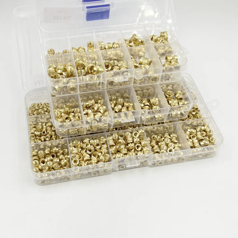 Insert Nut Set M2 M2.5 M3 M4 M5 M6 Brass Hot Melt Knurled Nut Thread Heat Molding Double Twill Injection Embedment Copper Nut 3D