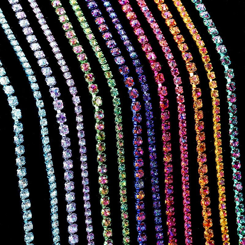 QIAO Magic Volcano 10Yard/roll Rhinestones Trim Cup Chain Gold Diamond Strass Decorative Applique Crystal Trimmings For Dresses