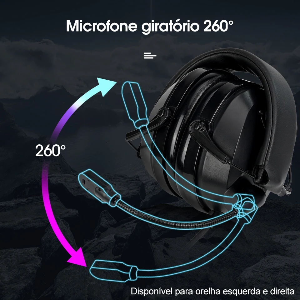 Retevis km fone de ouvido com microfone de lança rotativa de redução de ruído para baofeng UV-5R quansheng uv k5 uv k6 uv k58 walkie talkie