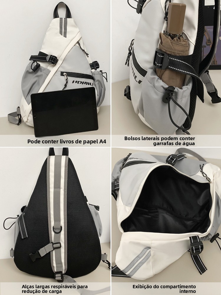 Mochila sex Refletiva para Cico ande Capacidade Estilo Esportivo Bolsa Transversal Masculina Design de Splicing Ten...